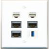 3 CAT7 2 Phone USB-3 Flat/Solid Wall Plate [White] view 1