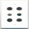 3 3.5mm Coax RCA-Blue TOSLINK Flat/Solid Wall Plate [White] view 1