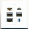 CAT6 3 CAT7 Coax USB-3 Flat/Solid Wall Plate [White] view 1