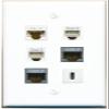 CAT6 2 CAT7 2 Phone USBC Flat/Solid Wall Plate [White] view 1