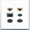3.5mm 2 CAT6 CAT7 RCA-Blue TOSLINK Flat/Solid Wall Plate [White] view 1