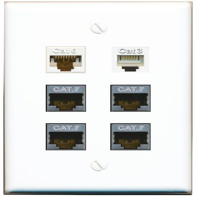 CAT6 4 CAT7 Phone Flat/Solid Wall Plate [White]
