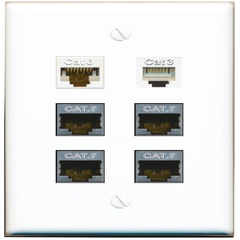 CAT6 4 CAT7 Phone Flat/Solid Wall Plate [White]