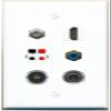 3.5mm Coax HDMI RCA-Blue Speaker TOSLINK Flat/Solid Wall Plate [White] view 1
