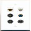 3.5mm CAT6 Phone RCA-Blue 2 TOSLINK Flat/Solid Wall Plate [White] view 1