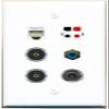 3.5mm Phone RCA-Blue Speaker 2 TOSLINK Flat/Solid Wall Plate [White] view 1