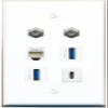 2 Coax Phone 2 USB-3 USBC Flat/Solid Wall Plate [White] view 1