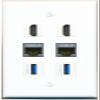 2 CAT7 2 HDMI 2 USB-3 Flat/Solid Wall Plate [White] view 1