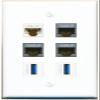 CAT6 3 CAT7 2 USB-3 Flat/Solid Wall Plate [White] view 1