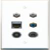 3.5mm CAT7 2 Coax RCA-Blue TOSLINK Flat/Solid Wall Plate [White] view 1