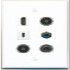 3.5mm HDMI RCA-Blue 2 TOSLINK USBC Flat/Solid Wall Plate [White] view 1