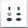 3.5mm 2 HDMI Phone RCA-Blue TOSLINK Flat/Solid Wall Plate [White] view 1