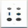 3.5mm 2 Coax RCA-Blue TOSLINK USB-3 Flat/Solid Wall Plate [White] view 1