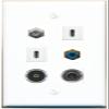 3.5mm Coax RCA-Blue TOSLINK 2 USBC Flat/Solid Wall Plate [White] view 1