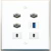 3 Coax USB-3 2 USBC Flat/Solid Wall Plate [White] view 1