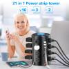 Surge Protector Power Strip - Desk Charging Station with 15W Wireless Charger, Multiple Outlets Charging Station with 16 2300J AC Outlets & 5 USB (2 USB C) Port, for Home, Office, Dorm Room view 4