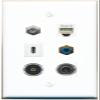 3.5mm Coax Phone RCA-Blue TOSLINK USBC Flat/Solid Wall Plate [White] view 1