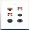 3.5mm CAT6 RCA-Blue 2 Speaker TOSLINK Flat/Solid Wall Plate [White] view 1