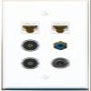 3.5mm 2 CAT6 RCA-Blue 2 TOSLINK Flat/Solid Wall Plate [White] view 1