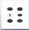 2 3.5mm RCA-Blue 2 TOSLINK USBC Flat/Solid Wall Plate [White] view 1