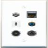 3.5mm CAT7 Coax RCA-Blue TOSLINK USBC Flat/Solid Wall Plate [White] view 1