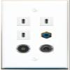 3.5mm RCA-Blue TOSLINK 3 USBC Flat/Solid Wall Plate [White] view 1