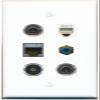 2 3.5mm CAT7 Phone RCA-Blue TOSLINK Flat/Solid Wall Plate [White] view 1