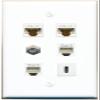2 CAT6 Coax 2 Phone USBC Flat/Solid Wall Plate [White] view 1