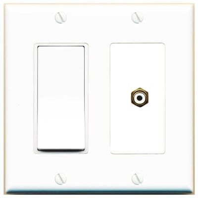 [1 Ports] RCA-White Wall Plate with Decorative Light Switch [White]