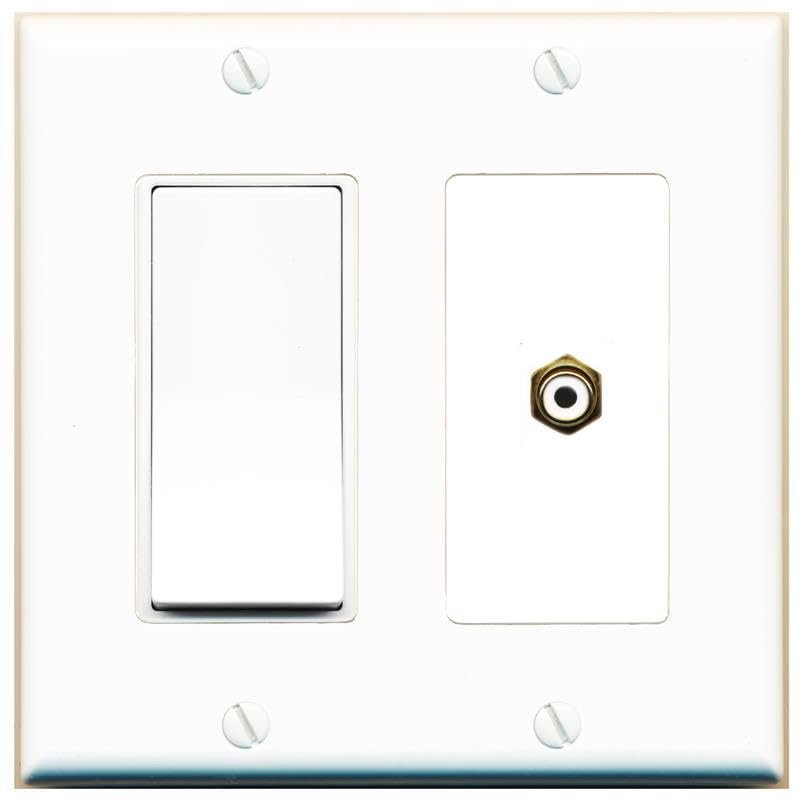 [1 Ports] RCA-White Wall Plate with Decorative Light Switch [White]
