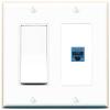 [1 Ports] CAT6-BLUE Wall Plate with Decorative Light Switch [White] view 1