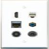 3.5mm CAT7 HDMI Phone RCA-Blue TOSLINK Flat/Solid Wall Plate [White] view 1