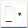 [1 Ports] CAT5E-WHITE Wall Plate with Decorative Light Switch [White] view 1