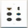 3.5mm CAT6 HDMI RCA-Blue 2 TOSLINK Flat/Solid Wall Plate [White] view 1