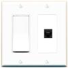 [1 Ports] CAT5E-BLACK Wall Plate with Decorative Light Switch [White] view 1