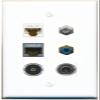 3.5mm CAT6 CAT7 Coax RCA-Blue TOSLINK Flat/Solid Wall Plate [White] view 1