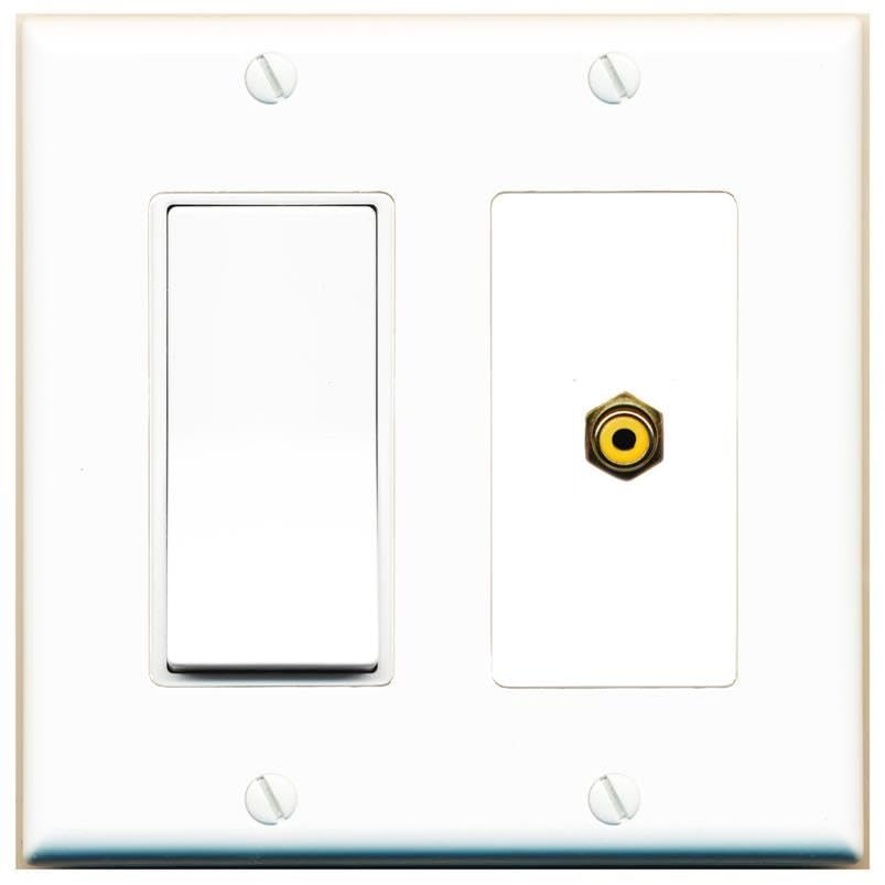 [1 Ports] RCA-Yellow Wall Plate with Decorative Light Switch [White]