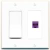 [1 Ports] CAT5E-PURPLE Wall Plate with Decorative Light Switch [White] view 1