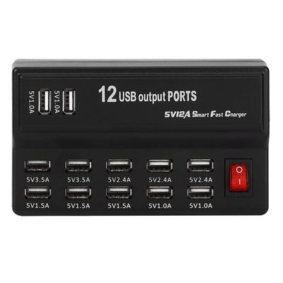 12 Port USB Charger with Smart Chip Fast Charging Power Strip for Charging, Suitable for Daily Life, Business Office (US Plug)