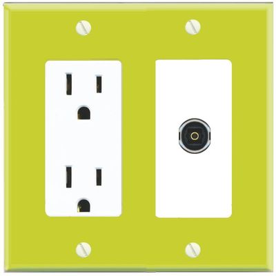 RiteAV TOSLINK Wall Plate with Power Outlet [Pea Green-White]