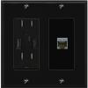 RiteAV CAT6A Wall Plate with USB A Charger Power Outlet [Black] view 1