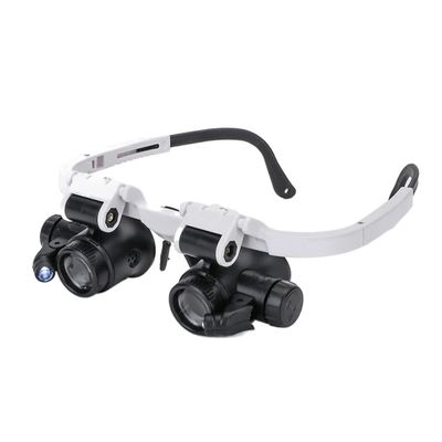 JOEBO Microscope Kit 2LED Head-Mounted Magnifier Illuminating Microscope Headband LED Lamp Microscope Lens Adapters