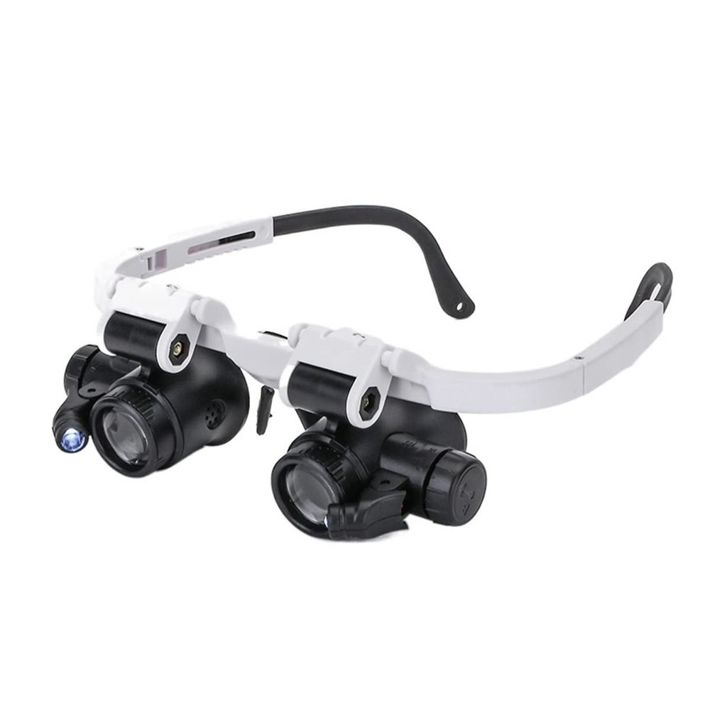 JOEBO Microscope Kit 2LED Head-Mounted Magnifier Illuminating Microscope Headband LED Lamp Microscope Lens Adapters