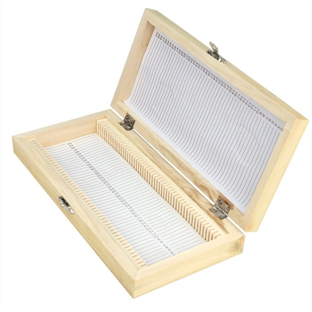 JOEBO Microscope Kit Wooden Microscope Slides Box-Microscope Slides Wooden Box 50pcs Slice Storage Holder Case Microscope Lens Adapters