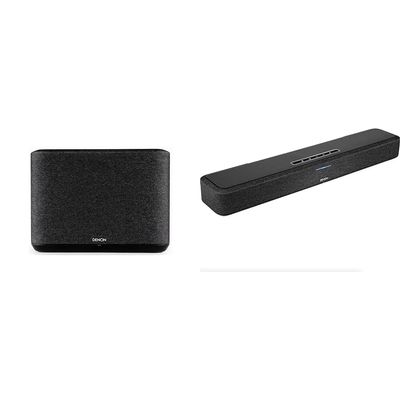 Denon Home 250 Wireless Speaker & Sound Bar 550 with Dolby Atmos - Compact Multi-Room Audio System