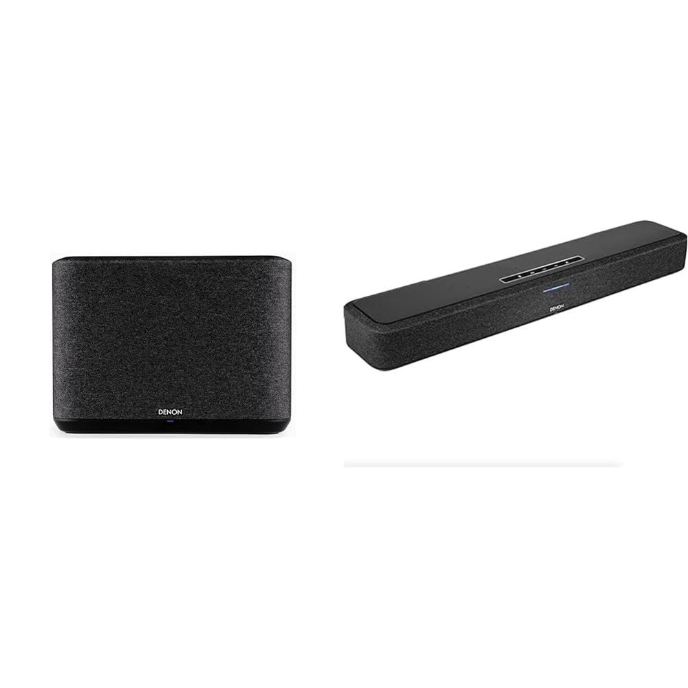 Denon Home 250 Wireless Speaker & Sound Bar 550 with Dolby Atmos - Compact Multi-Room Audio System