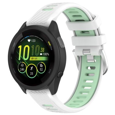 Nacorulu for Garmin Venu 3S Bands,18mm Double Color Soft Silicone Replacement Strap for Garmin Forerunner 265S 255S/Vivoactive 4S (White Teal)