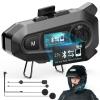 HuBeiChuangXiang Motorcycle Bluetooth 5.4 Headset with LCD Screen,Motorcycle Helmet Speakers with 2 Mic,3D Stereo Sound,48h Music&FM,Noise Reduction and Waterproof Headset for Helmet Accessories view 1