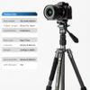 Fotopro 59" Carbon Fiber Travel Tripod, Compact Video Tripods with Fluid Head, Detachable Monopod with Quick Release Plate and Bag, Camera Tripod Load up to 8KG/17.63lbs view 2