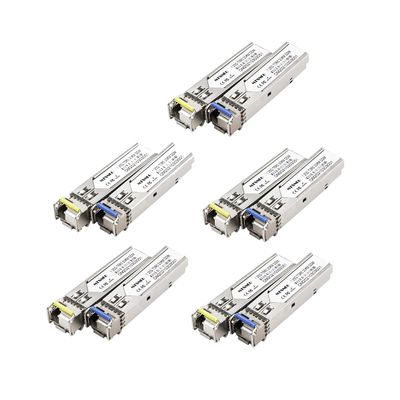 Five Pairs of 1.25G SFP Bidi Transceiver 1000Base-BIDI SingleMode Simplex LC Fiber Module SMF 1310nm/15500nm DDM up to 20 km for Cisco GLC-BX-D, Ubiquiti UniFi UF-SM-1G-S, Mikrotik and More (5)